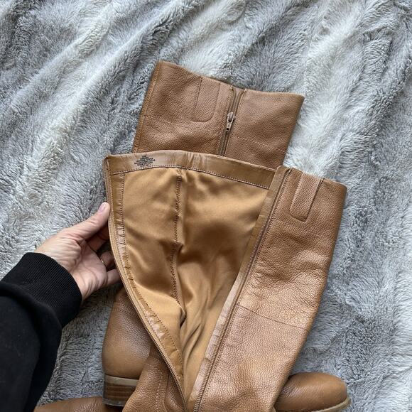Nine West Logano Soft Leather Riding Boots Tan Camel Size 10 Quality Stylish - Picture 4 of 9